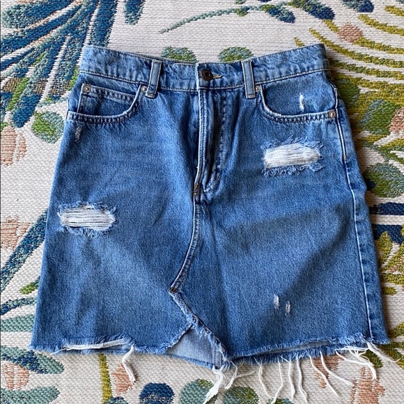 FREE PEOPLE DENIM SKIRT - Picture 1 of 3